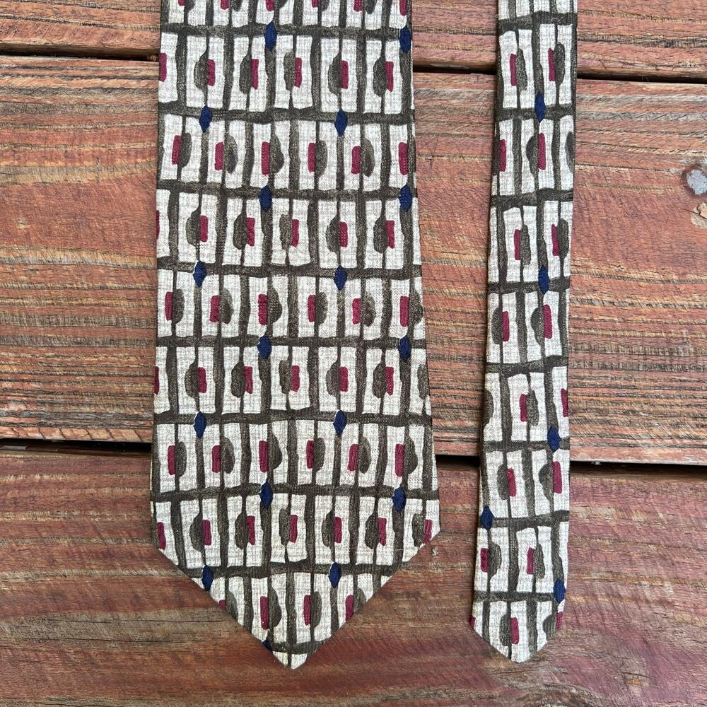 Vintage 60s Barbara Blank 100% Silk Tie 4” Wide Abstract Geometric Mod Necktie